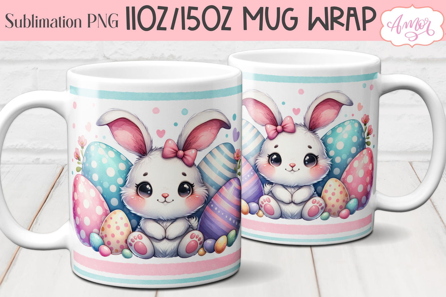Easter bunny Mug Wraps for Sublimation Bundle | 11oz 15oz