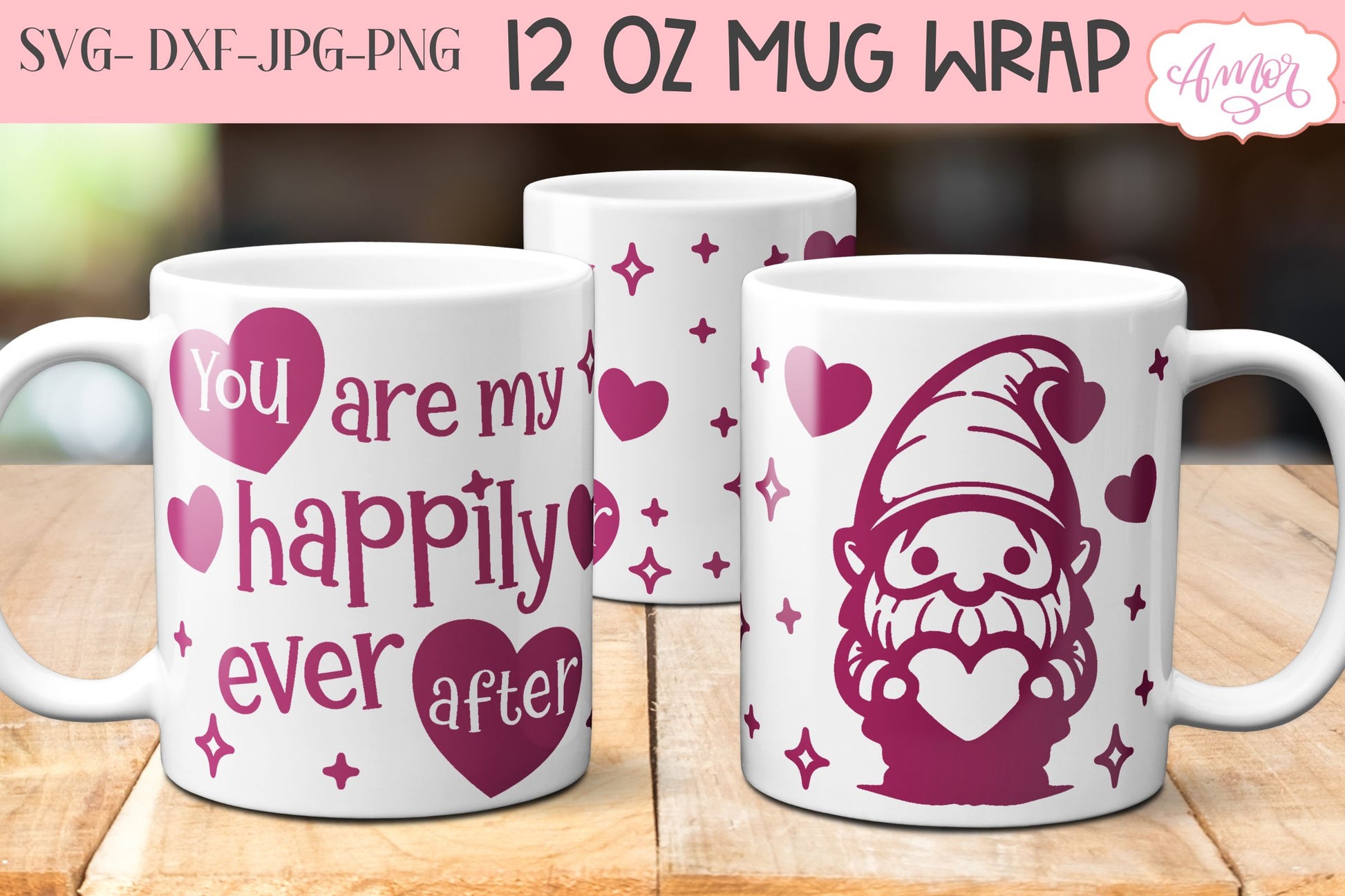 BUNDLE Valentines Mug Wraps SVG for 12oz mugs infusible ink