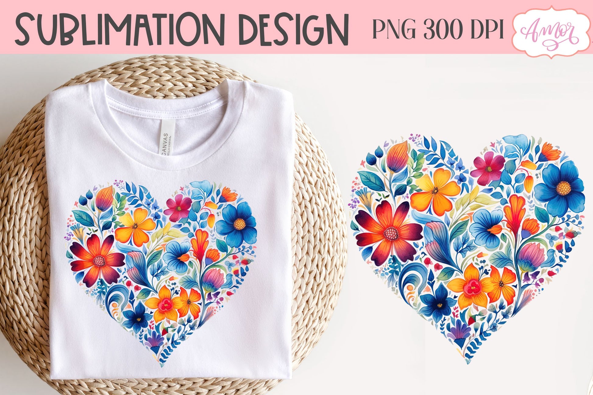 Floral heart design PNG for sublimation