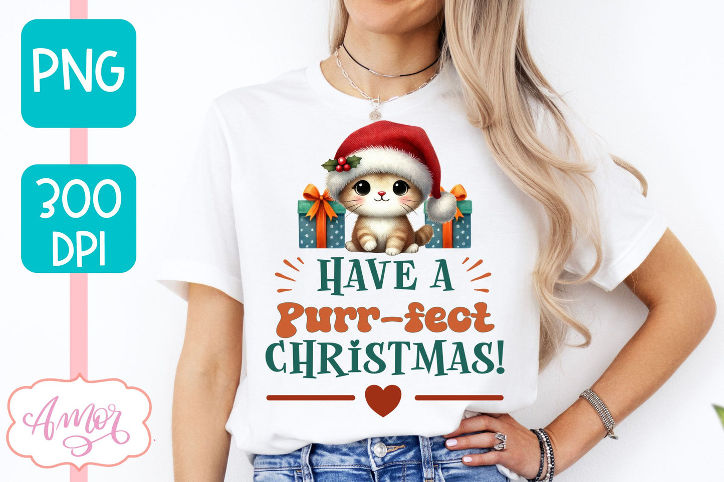 Have a purrfect Christmas PNG | Cute Christmas cat PNG