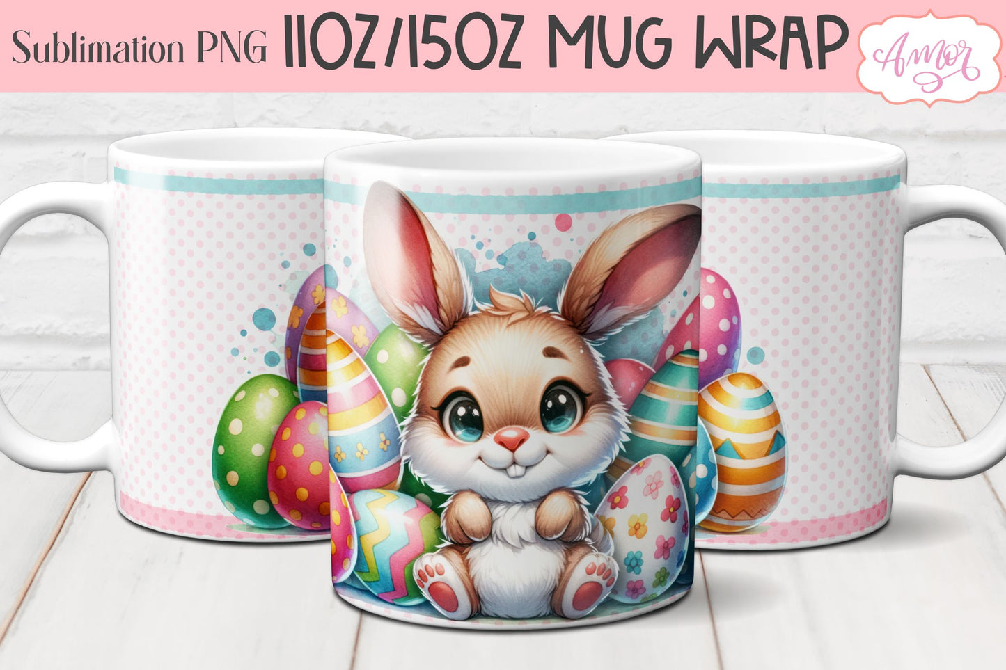 Easter bunny Mug Wraps for Sublimation Bundle | 11oz 15oz