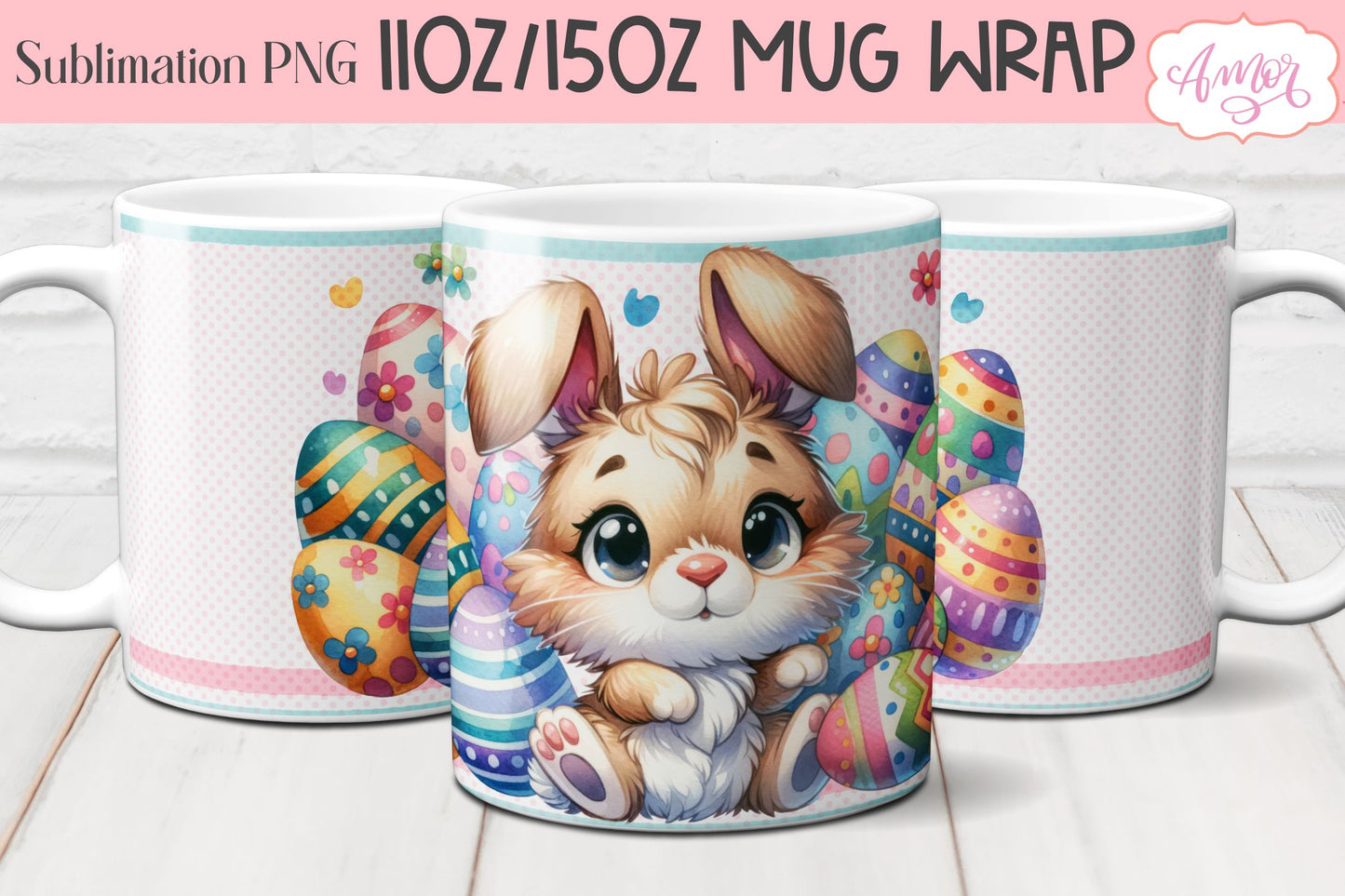 Easter bunny Mug Wraps for Sublimation Bundle | 11oz 15oz