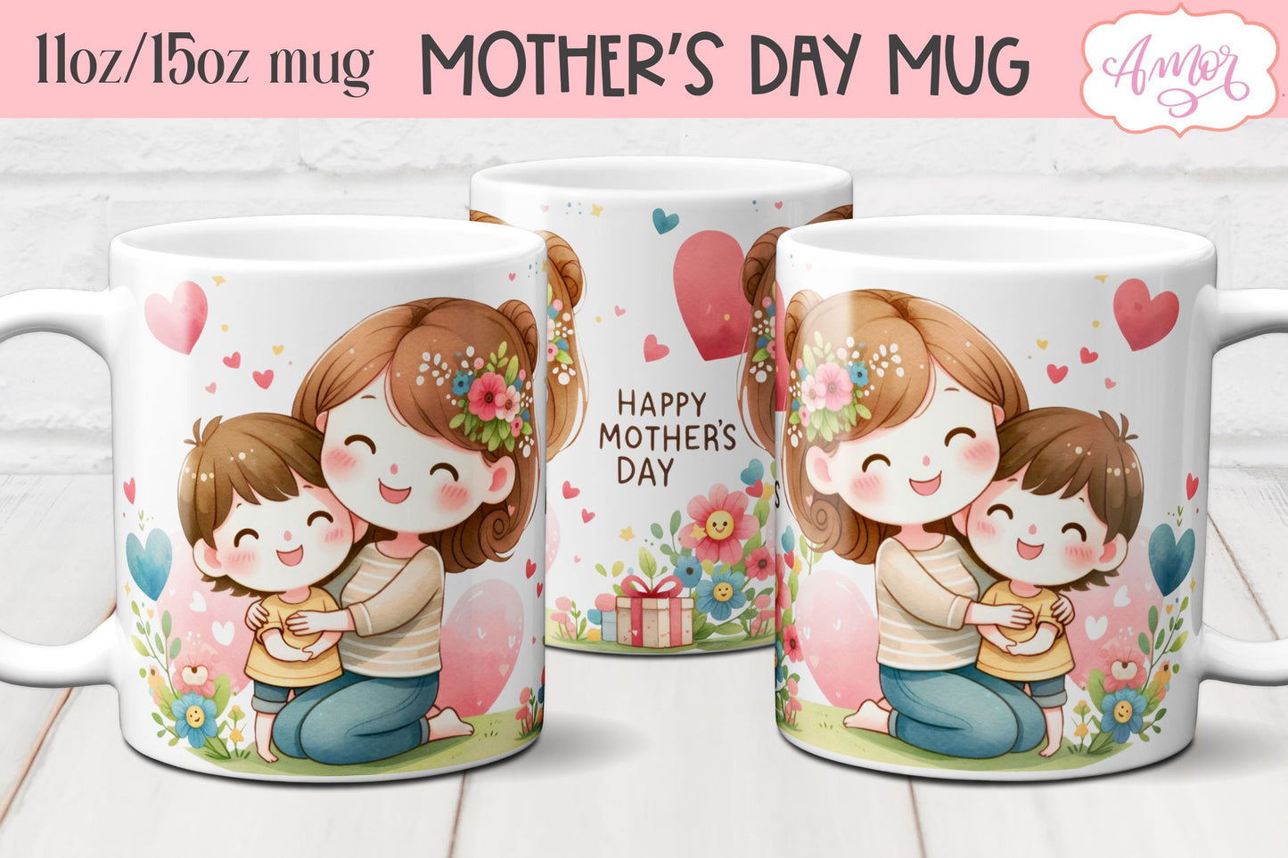 Happy Mother's day Mug Wrap PNG BUNDLE 11oz 15oz