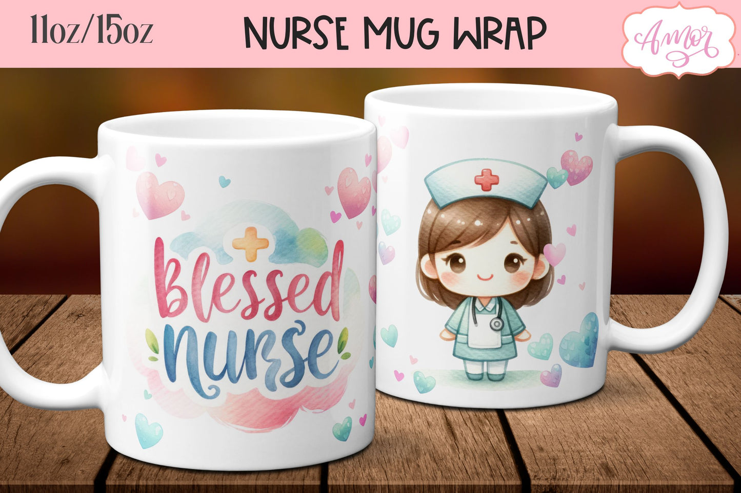 Blessed Nurse Mug Wrap for Sublimation | Nurse mug PNG