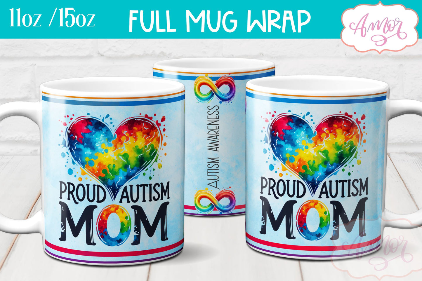 Autism family support mug wrap for Sublimation PNG BUNDLE