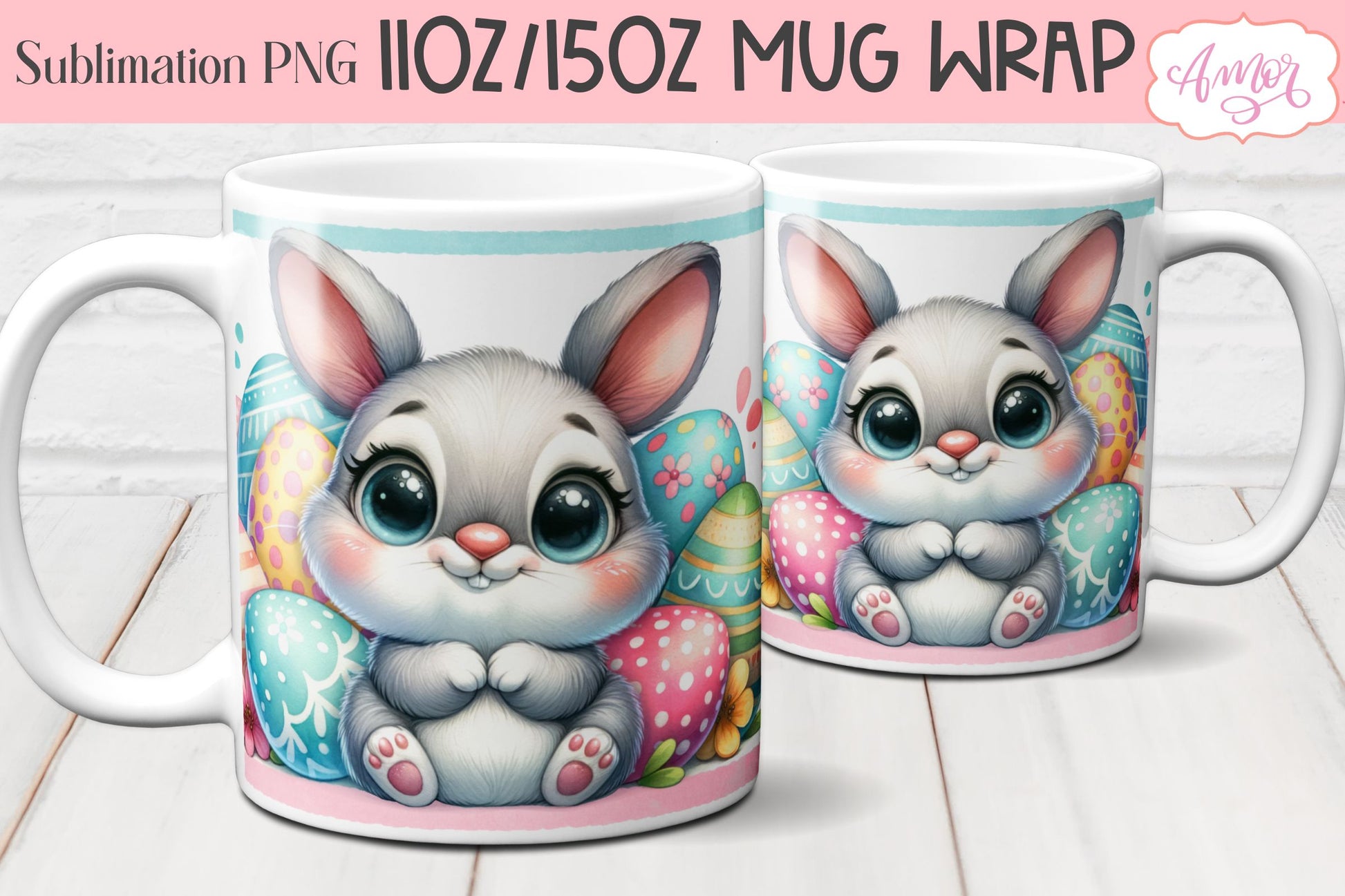 Easter bunny Mug Wraps for Sublimation Bundle | 11oz 15oz