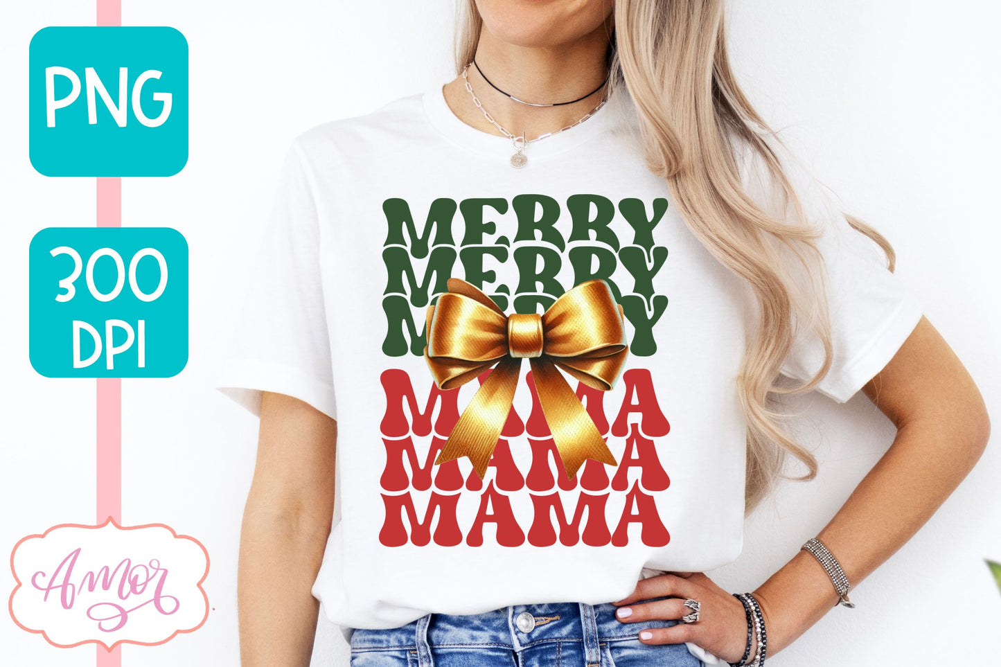 Merry Mama and Mini christmas sublimation PNG designs