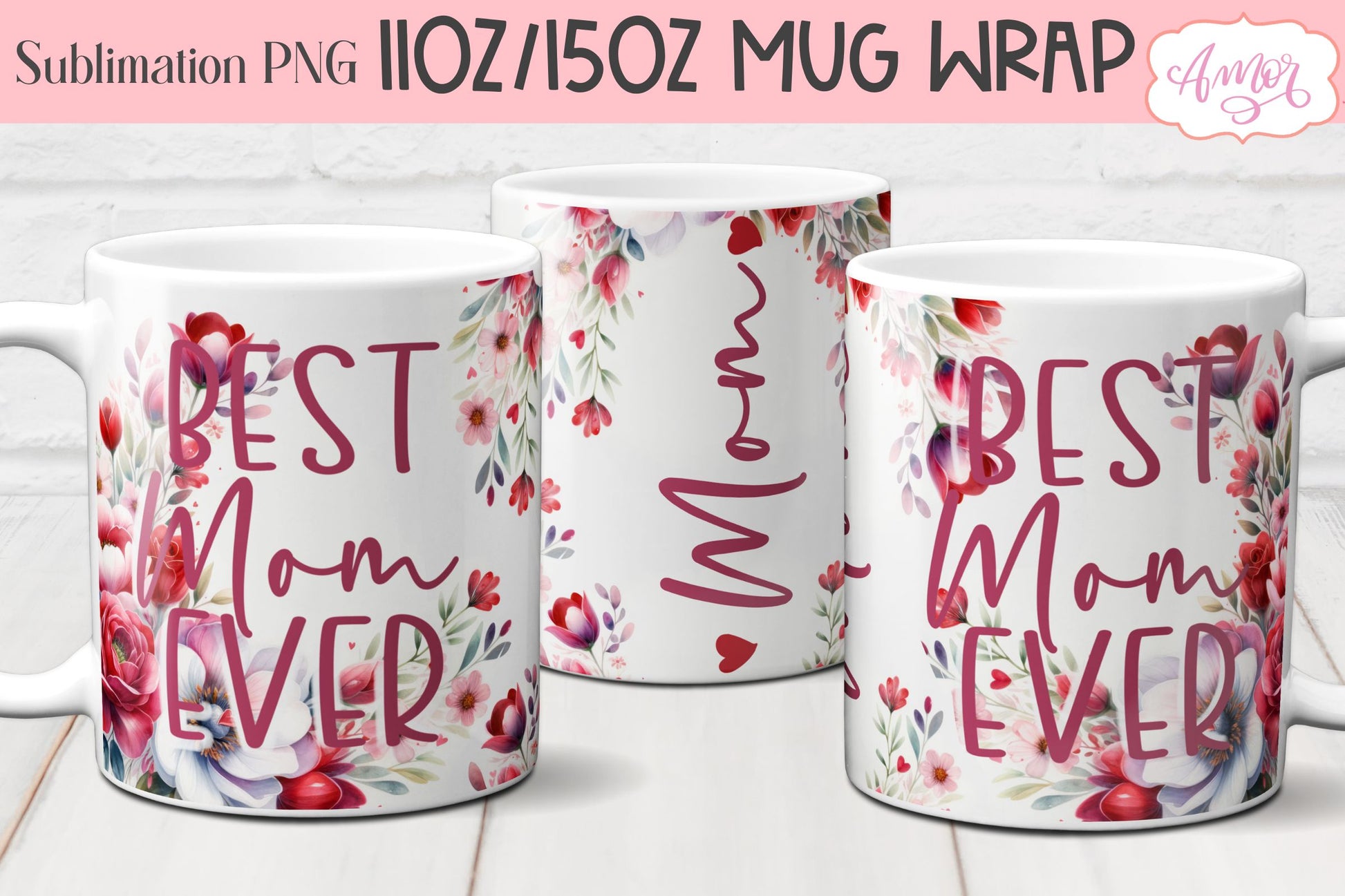 Mom Mug Wrap PNG Bundle| Mother's Day Mug Sublimation