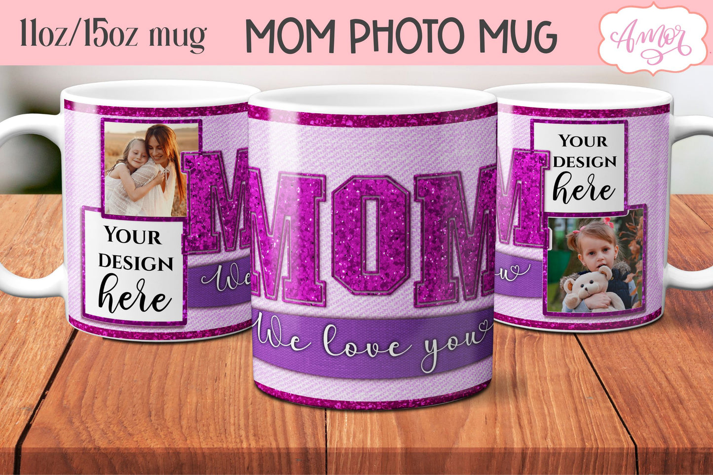 Mom Photo Mug Wrap PNG for sublimation | Mother's day mug PNG