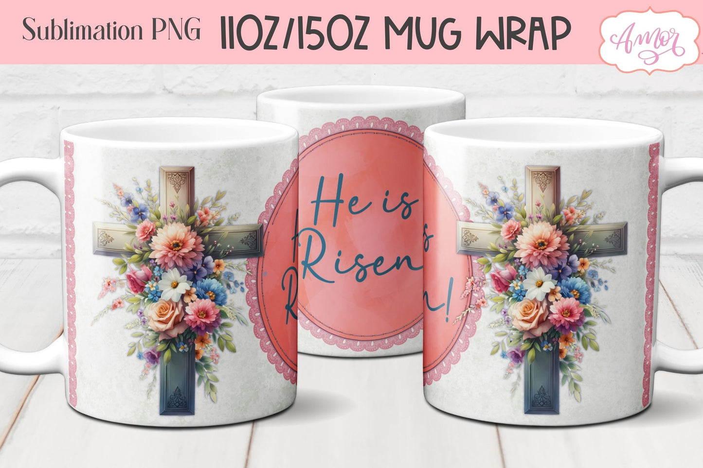 Christian Easter mug Wrap for sublimation for 11oz and 15oz