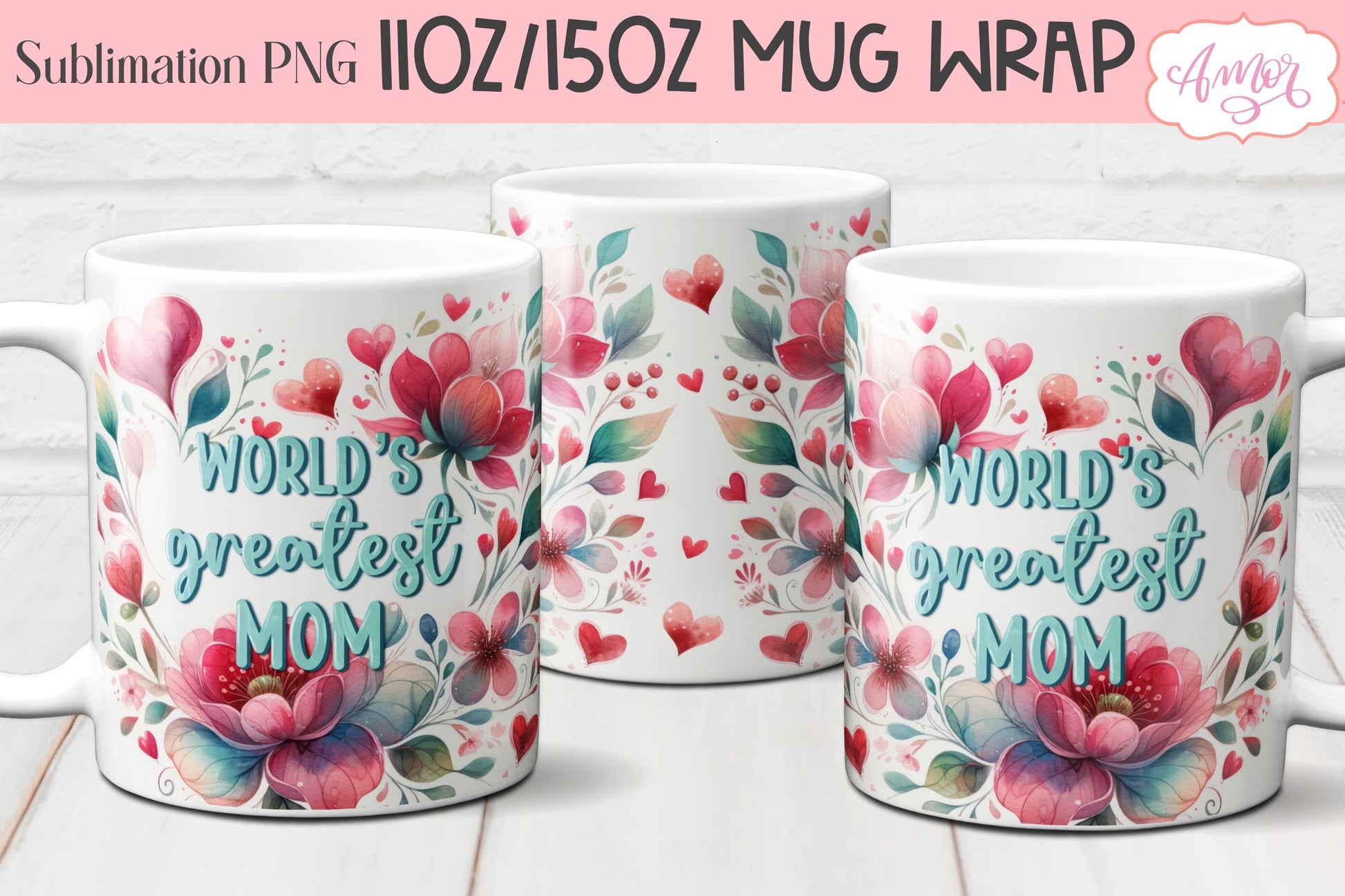 Mom Mug Wrap PNG Bundle| Mother's Day Mug Sublimation