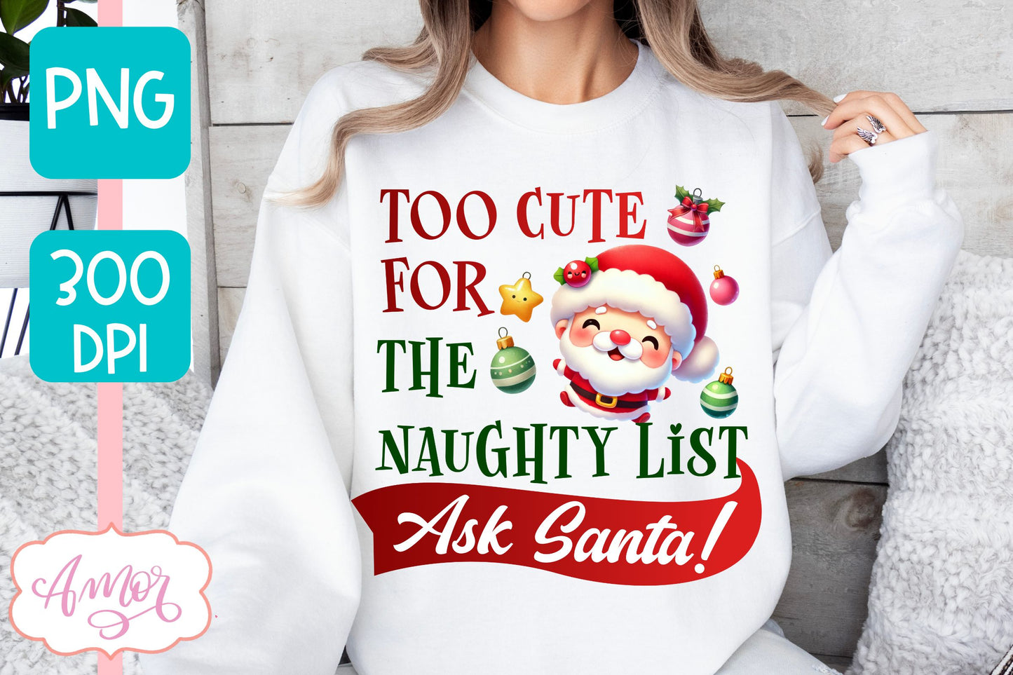 Funny Christmas PNG sublimation | Santa naughty list PNG