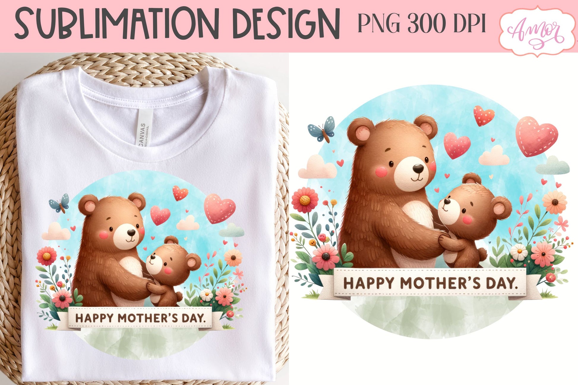 Cute Bear mama sublimation BUNDLE | Happy Mother's Day PNG