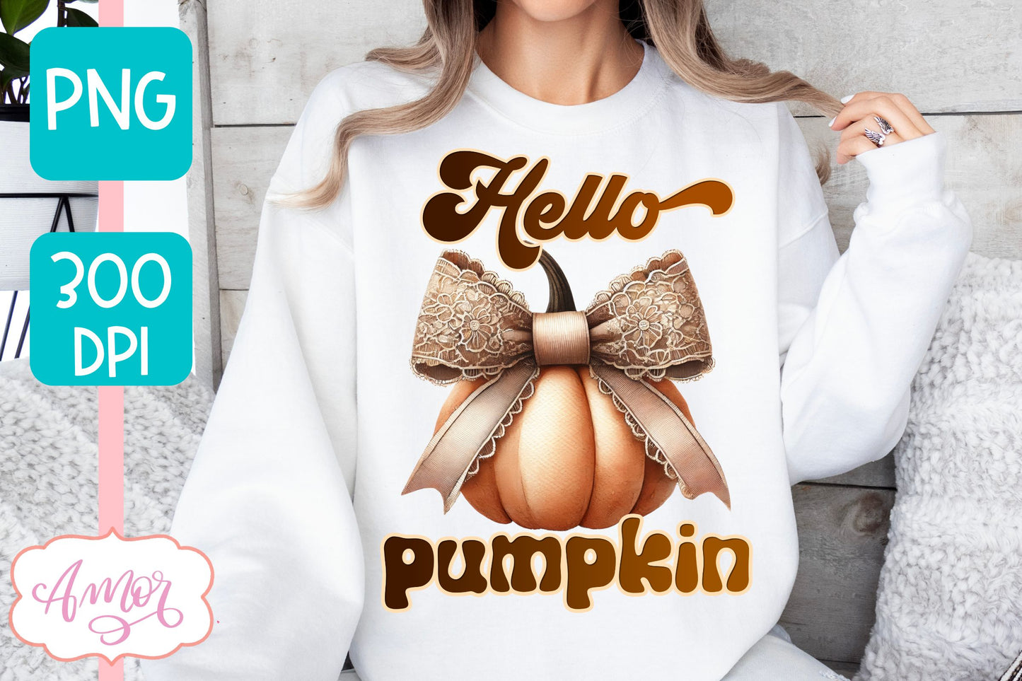 Hello Pumpkin sublimation PNG | Coquette bow PNG design