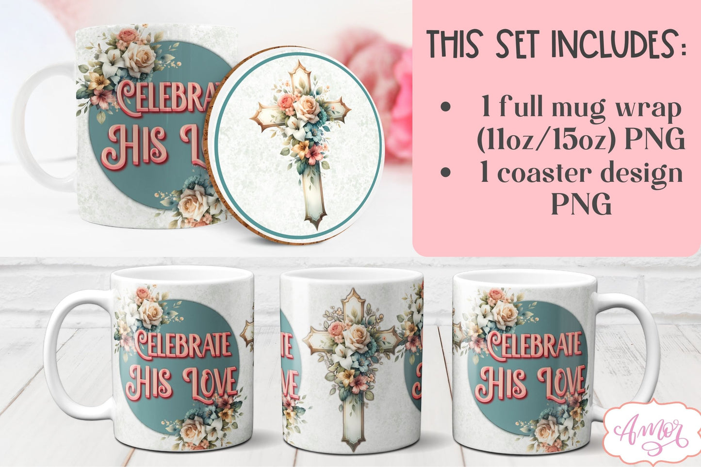 "Celebrate his love" design for mug sublimation