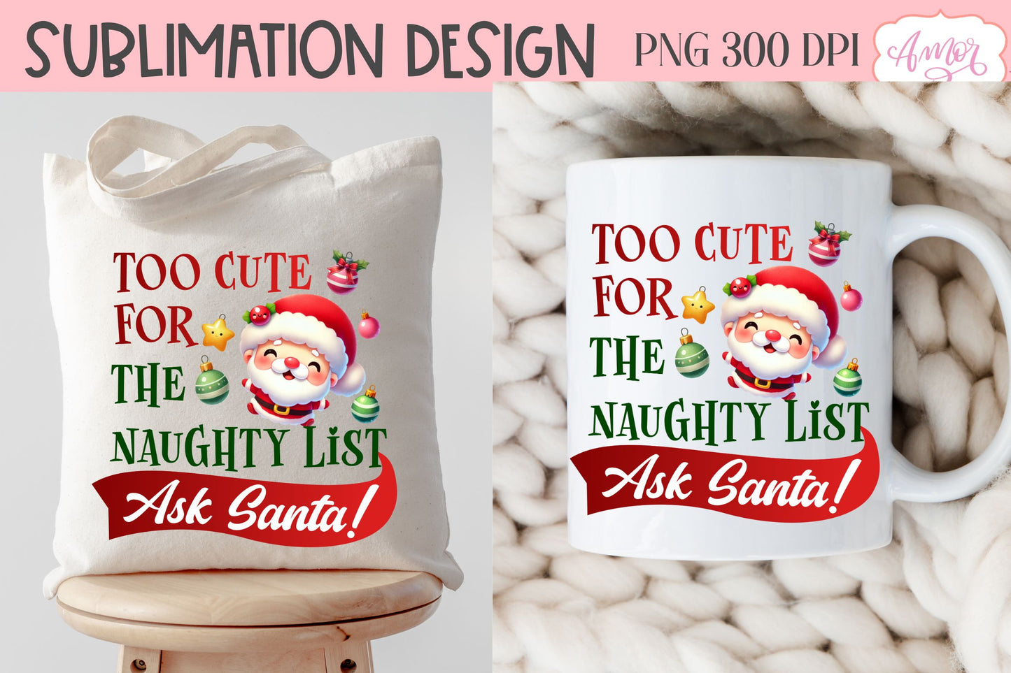 Funny Christmas PNG sublimation | Santa naughty list PNG