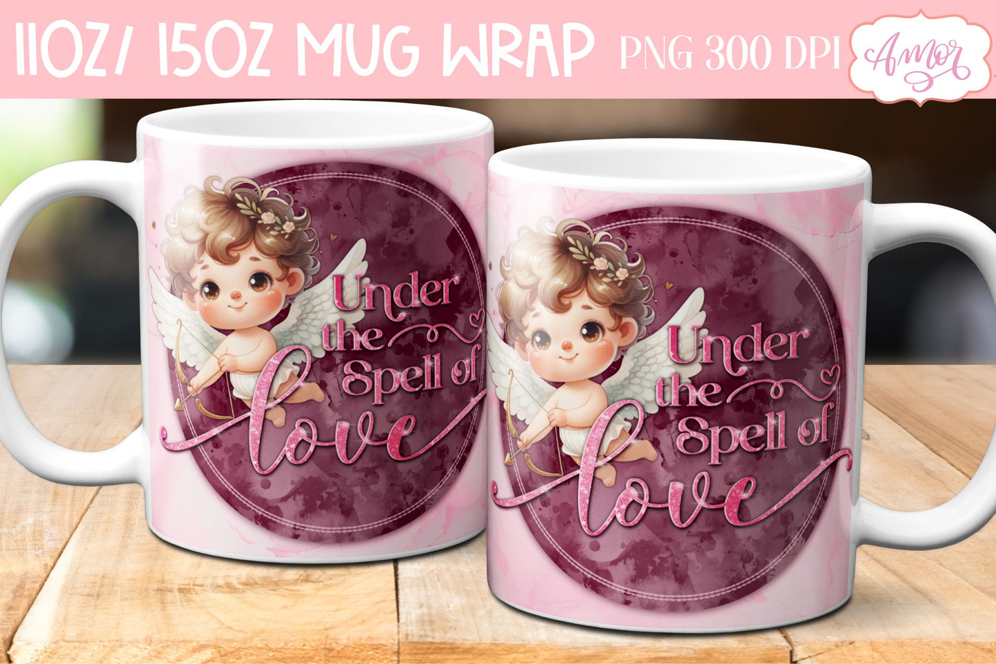 Valentines Mug Wraps for Sublimation Bundle | 6 mug designs