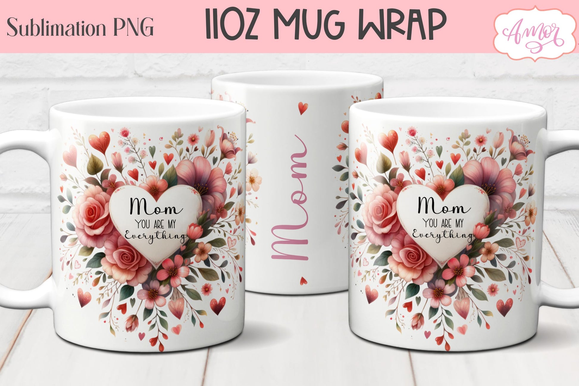 Mom Mug Wrap PNG Bundle| Mother's Day Mug Sublimation