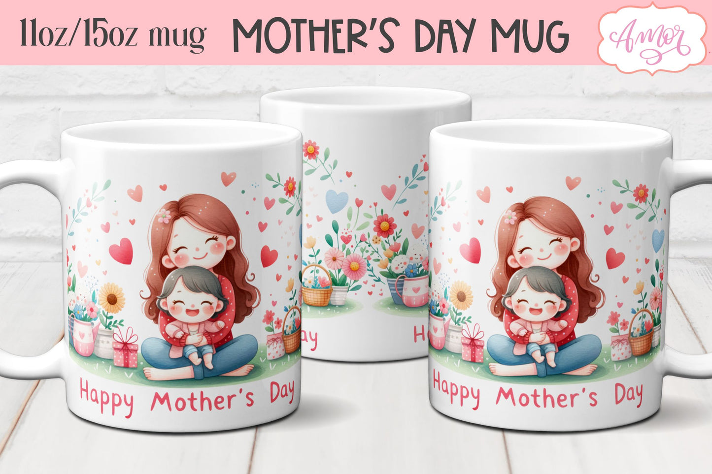 Happy Mother's day Mug Wrap PNG BUNDLE 11oz 15oz