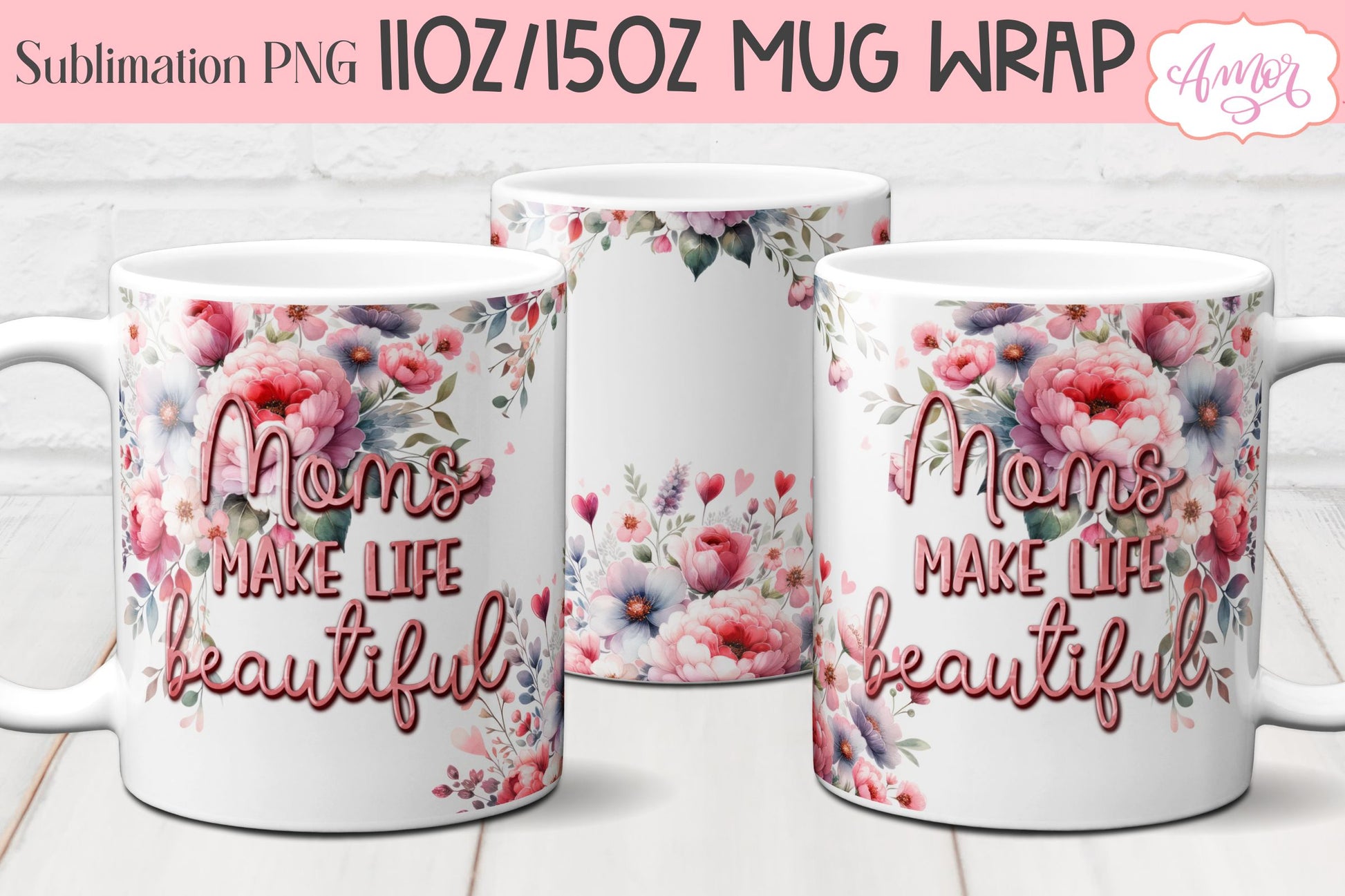 Mom Mug Wrap PNG Bundle| Mother's Day Mug Sublimation