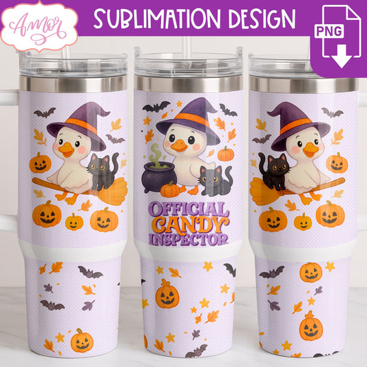 Candy inspector 40oz tumbler wrap PNG, Halloween goose PNG