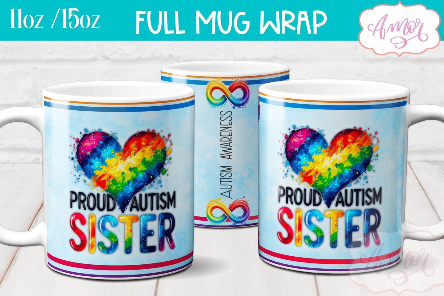 Autism family support mug wrap for Sublimation PNG BUNDLE