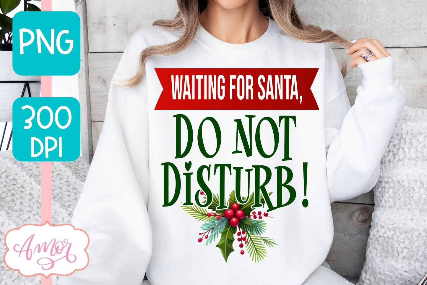 Funny Christmas PNG sublimation | Wainting for Santa PNG