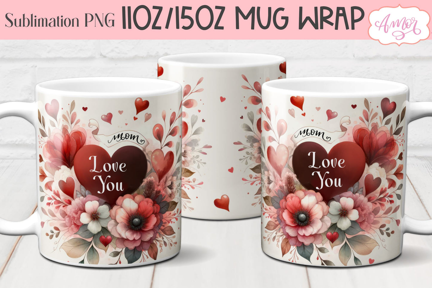 Mom Mug Wrap PNG Bundle| Mother's Day Mug Sublimation