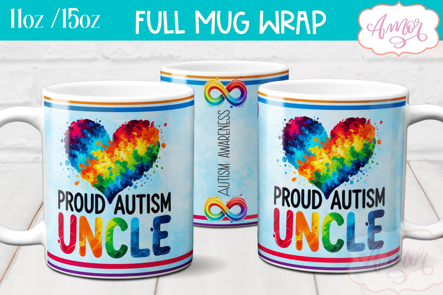 Autism family support mug wrap for Sublimation PNG BUNDLE