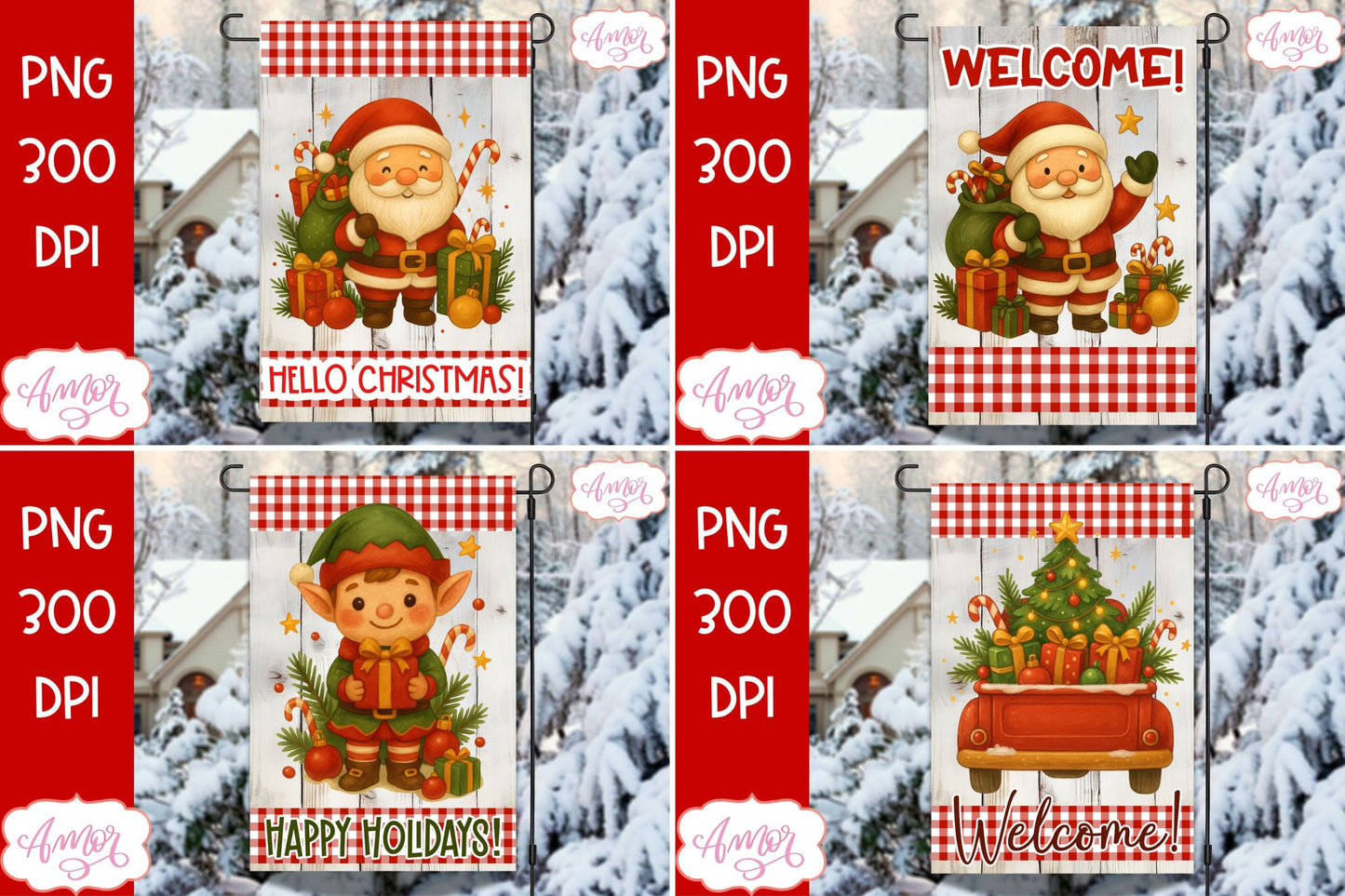 Merry Christmas garden flag PNG BUNDLE