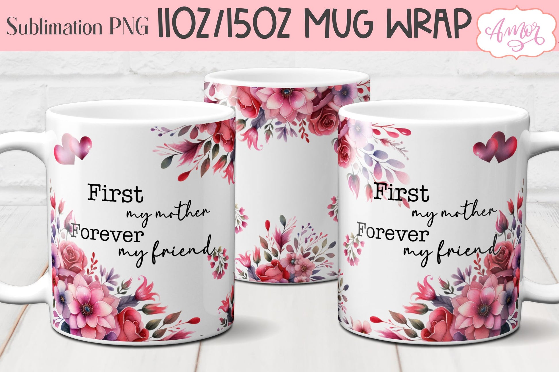 Mom Mug Wrap PNG Bundle| Mother's Day Mug Sublimation