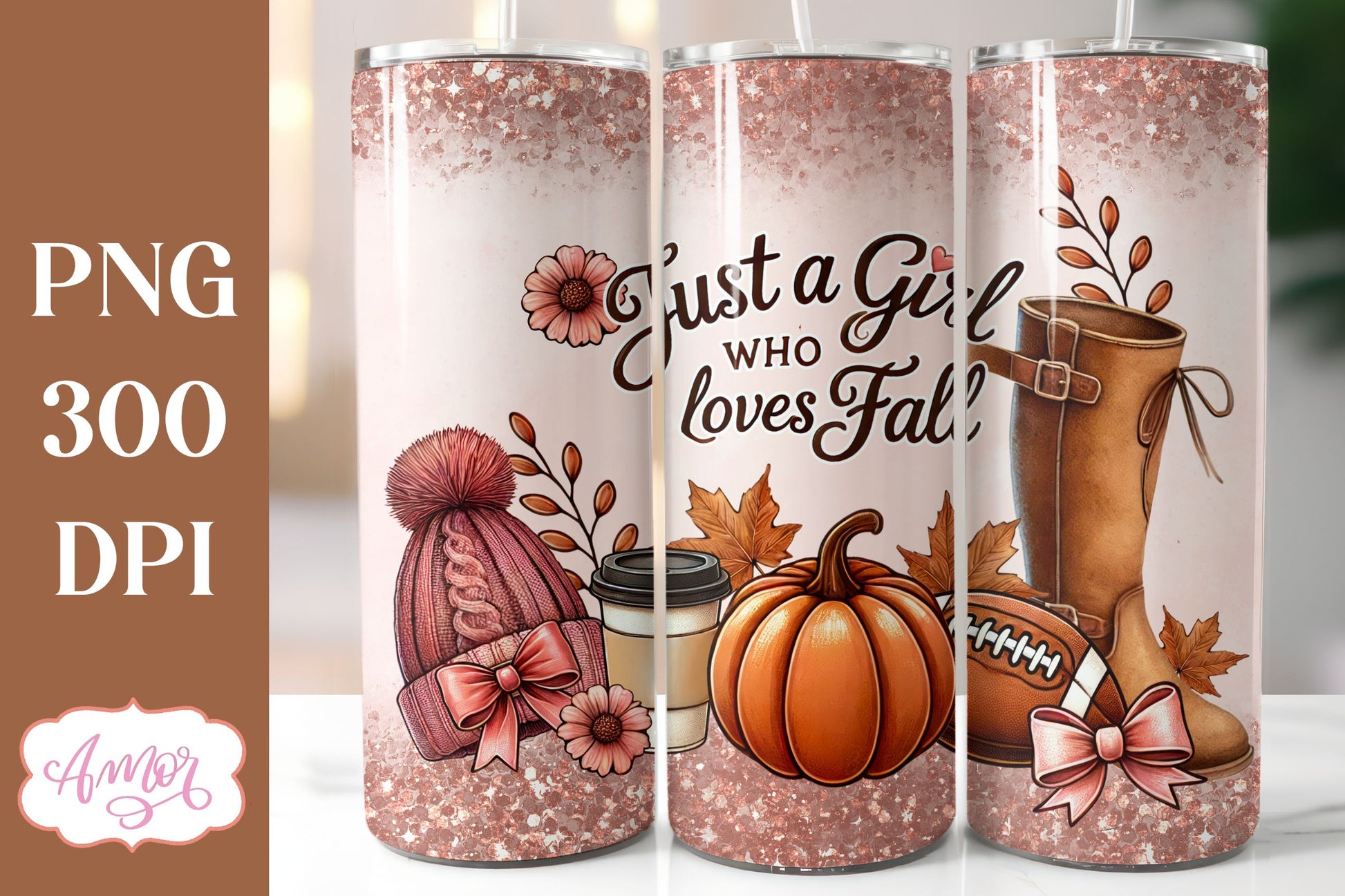 Just a girl who loves fall tumbler wrap sublimation PNG 20oz