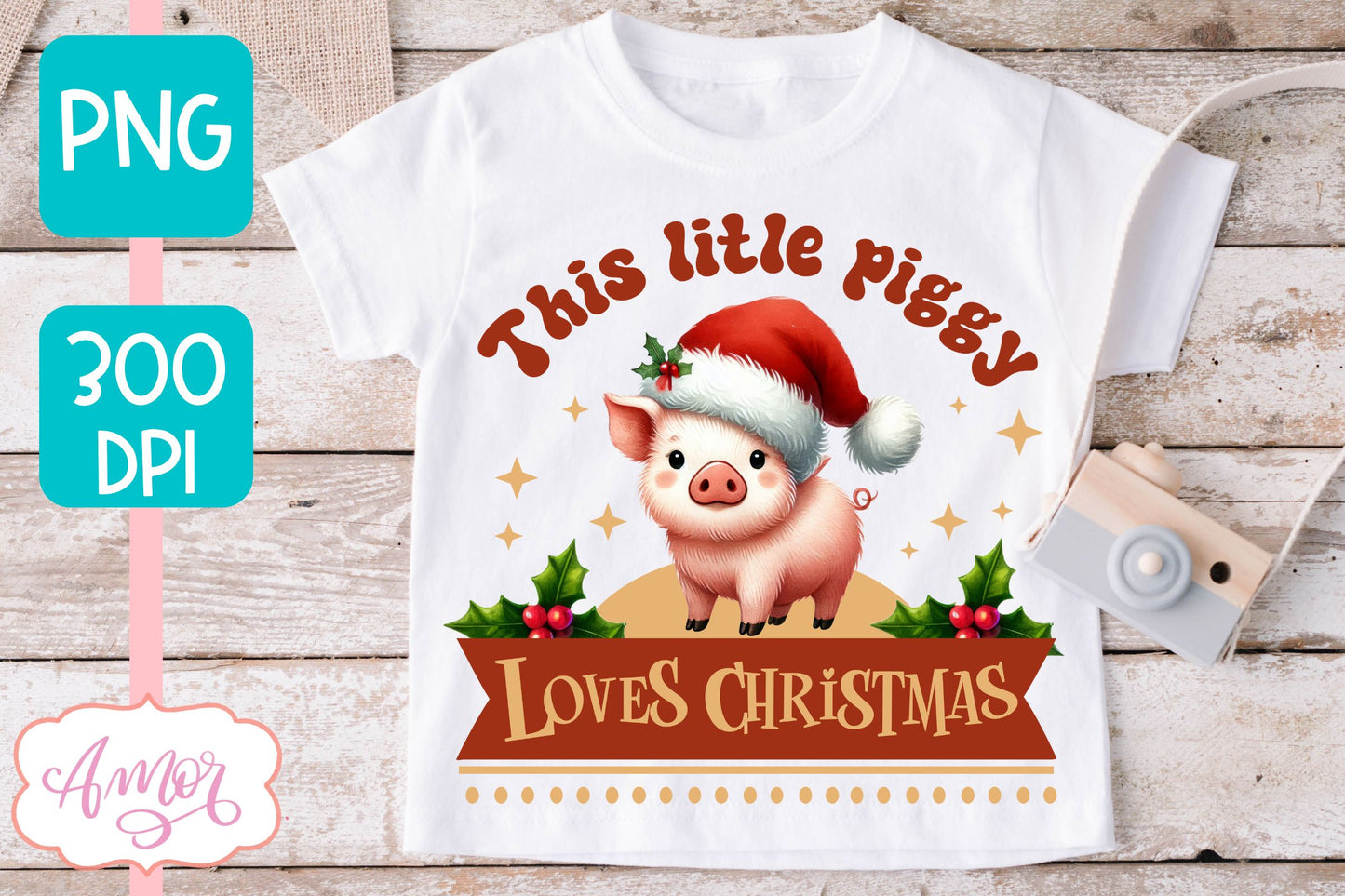 Piggy christmas design PNG | Cute Christmas sublimation