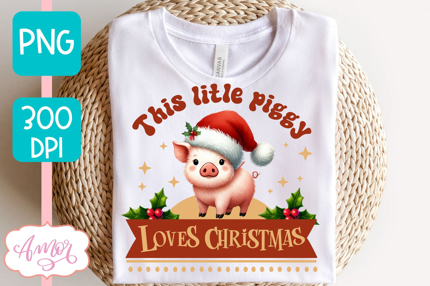 Piggy christmas design PNG | Cute Christmas sublimation