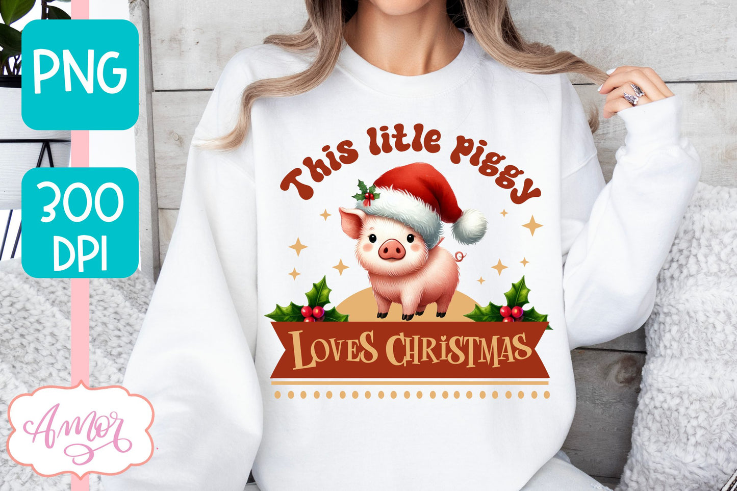 Piggy christmas design PNG | Cute Christmas sublimation