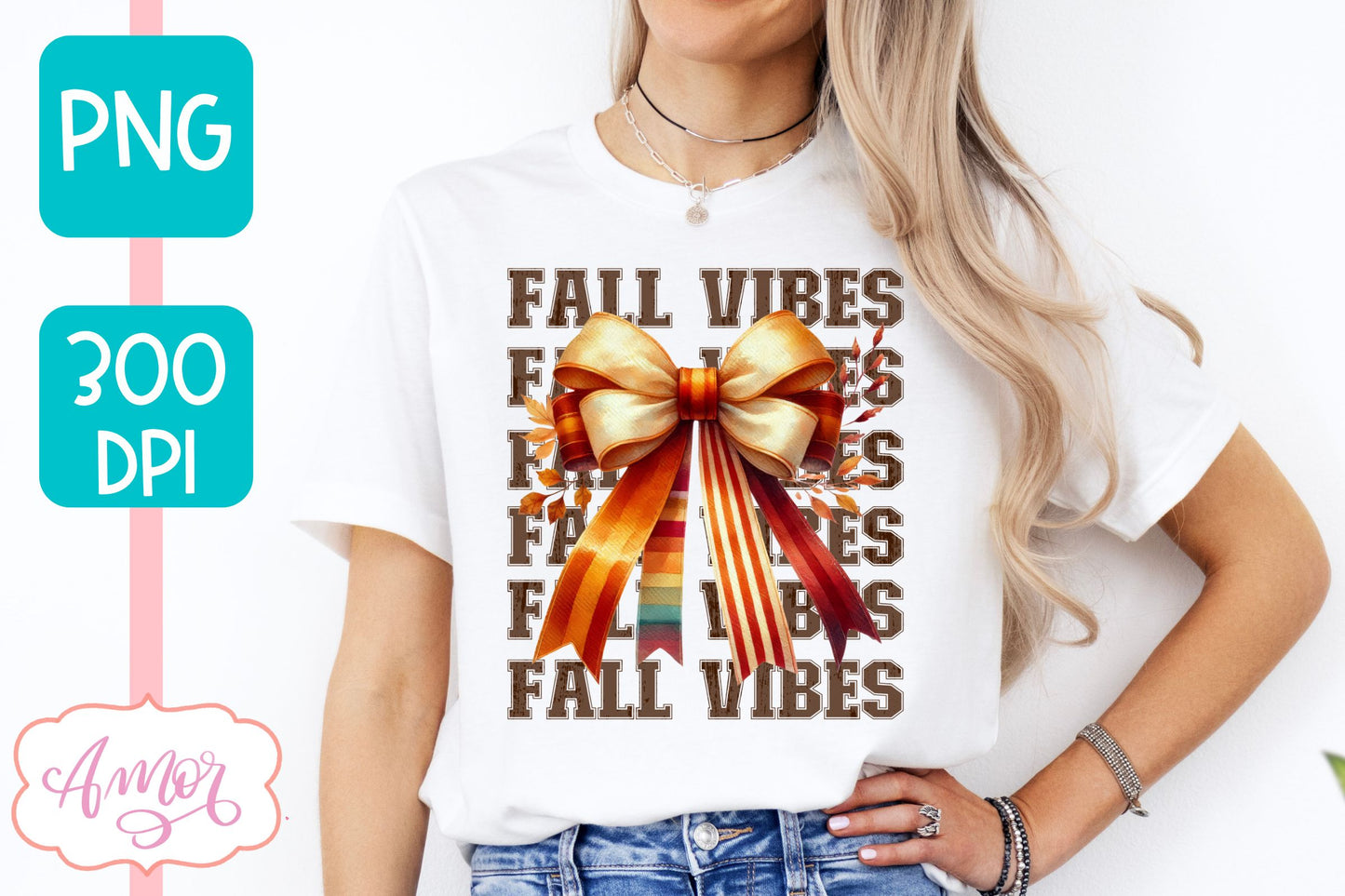 Fall vibes sublimation PNG | Coquette bow PNG design