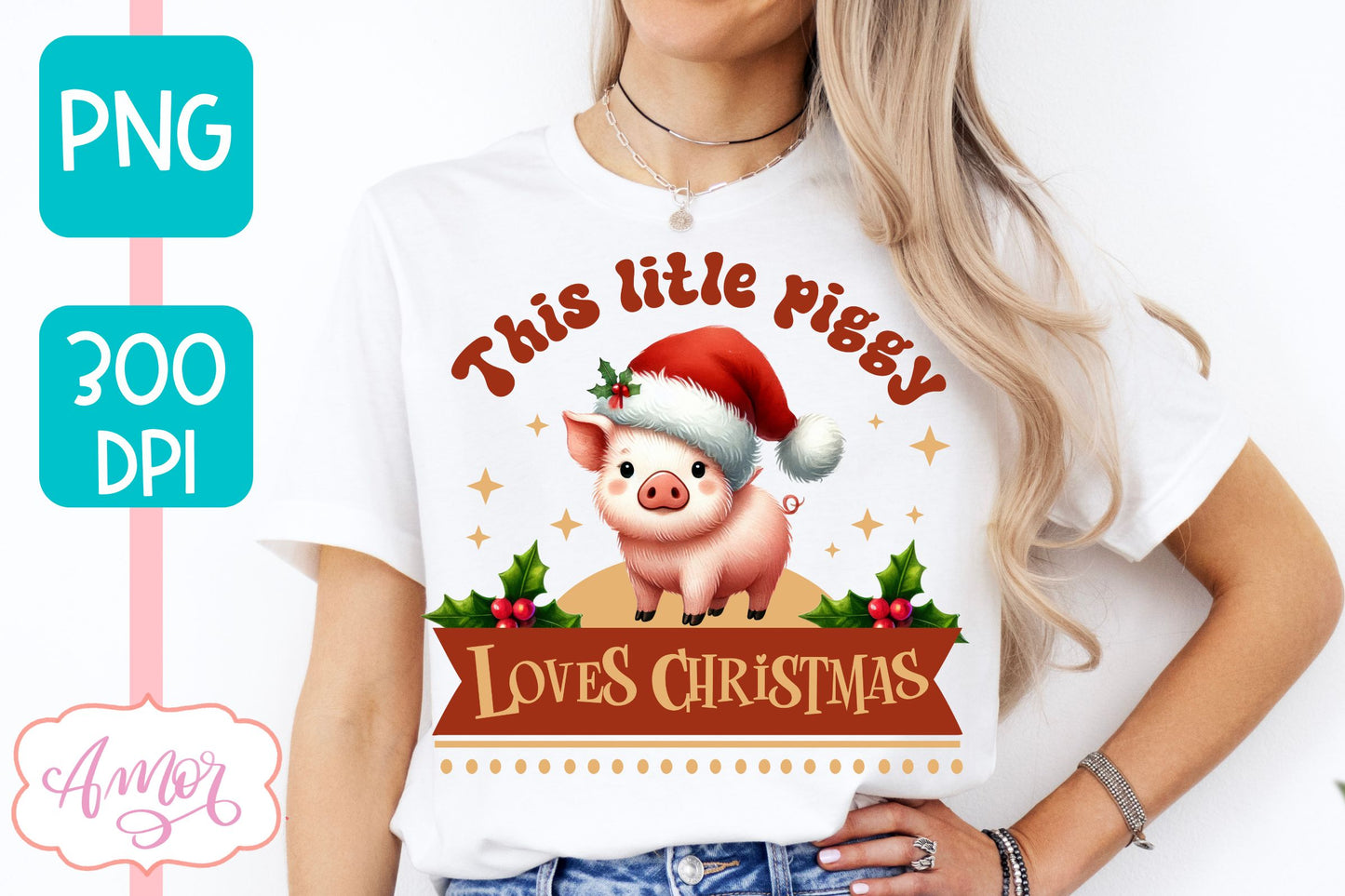 Piggy christmas design PNG | Cute Christmas sublimation