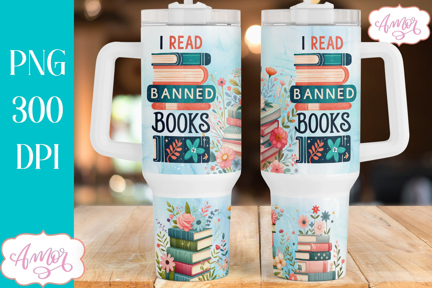 Read banned books 40oz tumbler wrap PNG | Book lover tumbler