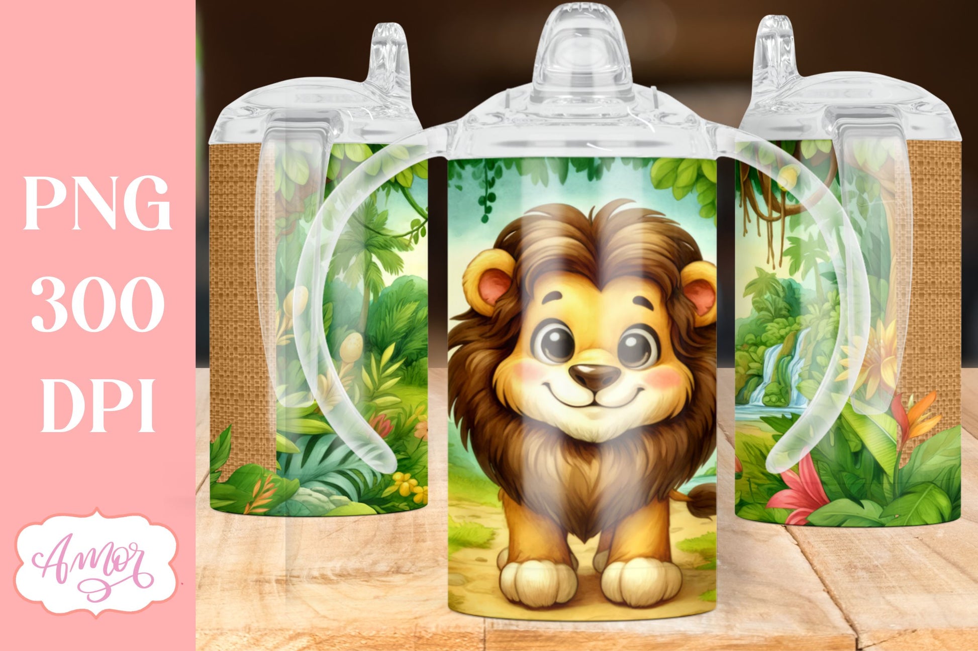 Cute lion sippy cup sublimation PNG | Kids 12oz tumbler PNG