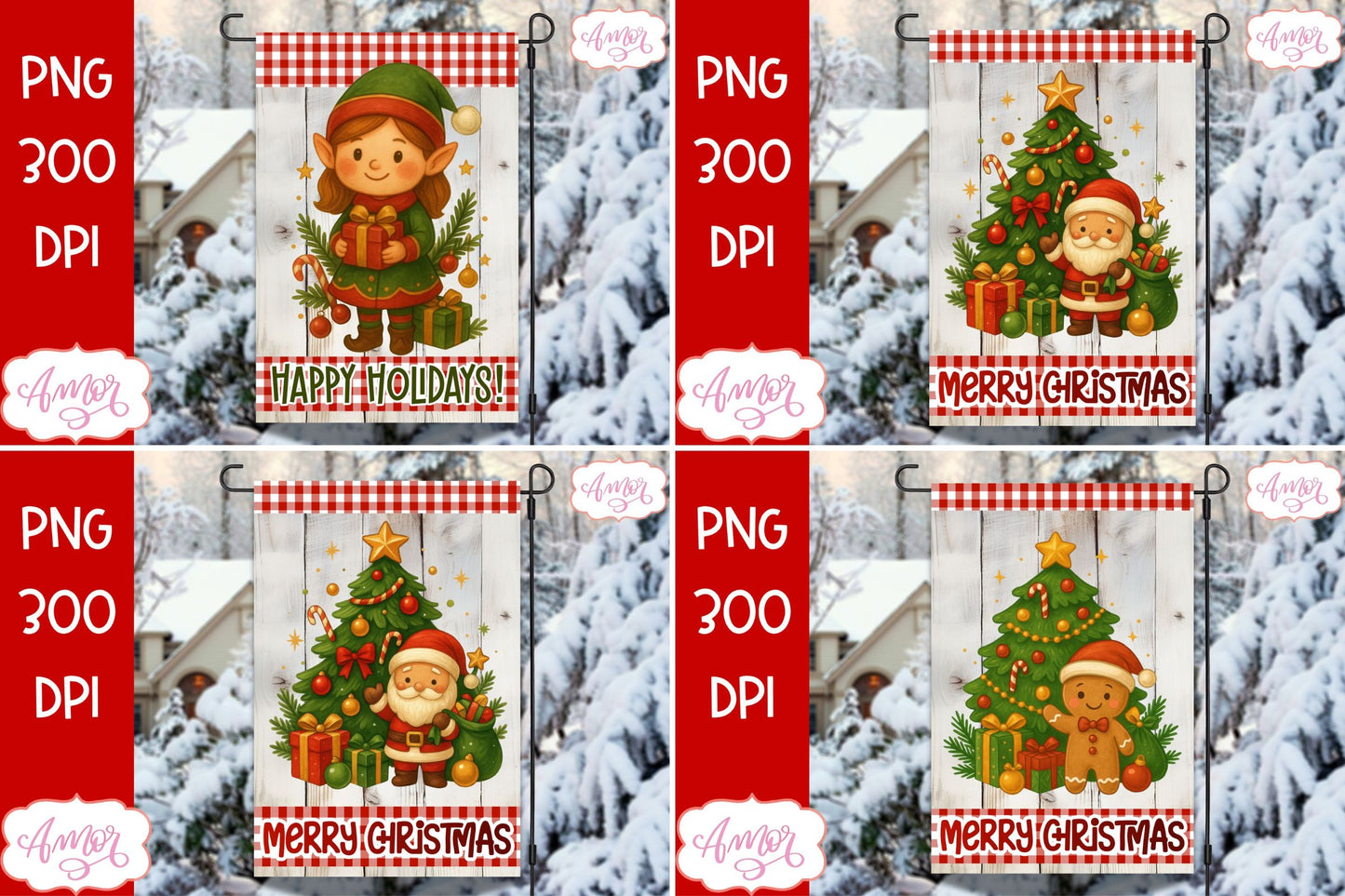 Merry Christmas garden flag PNG BUNDLE