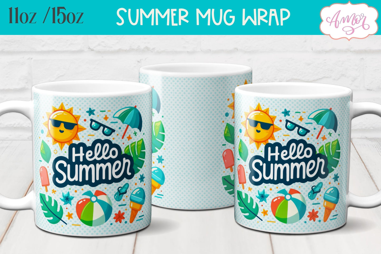 Summer Mug Wraps for Sublimation BUNDLE | Cute Holidays mug