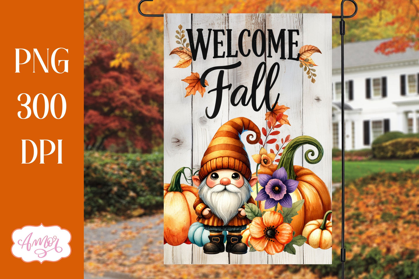 Bundle Fall garden flag PNG for sublimation