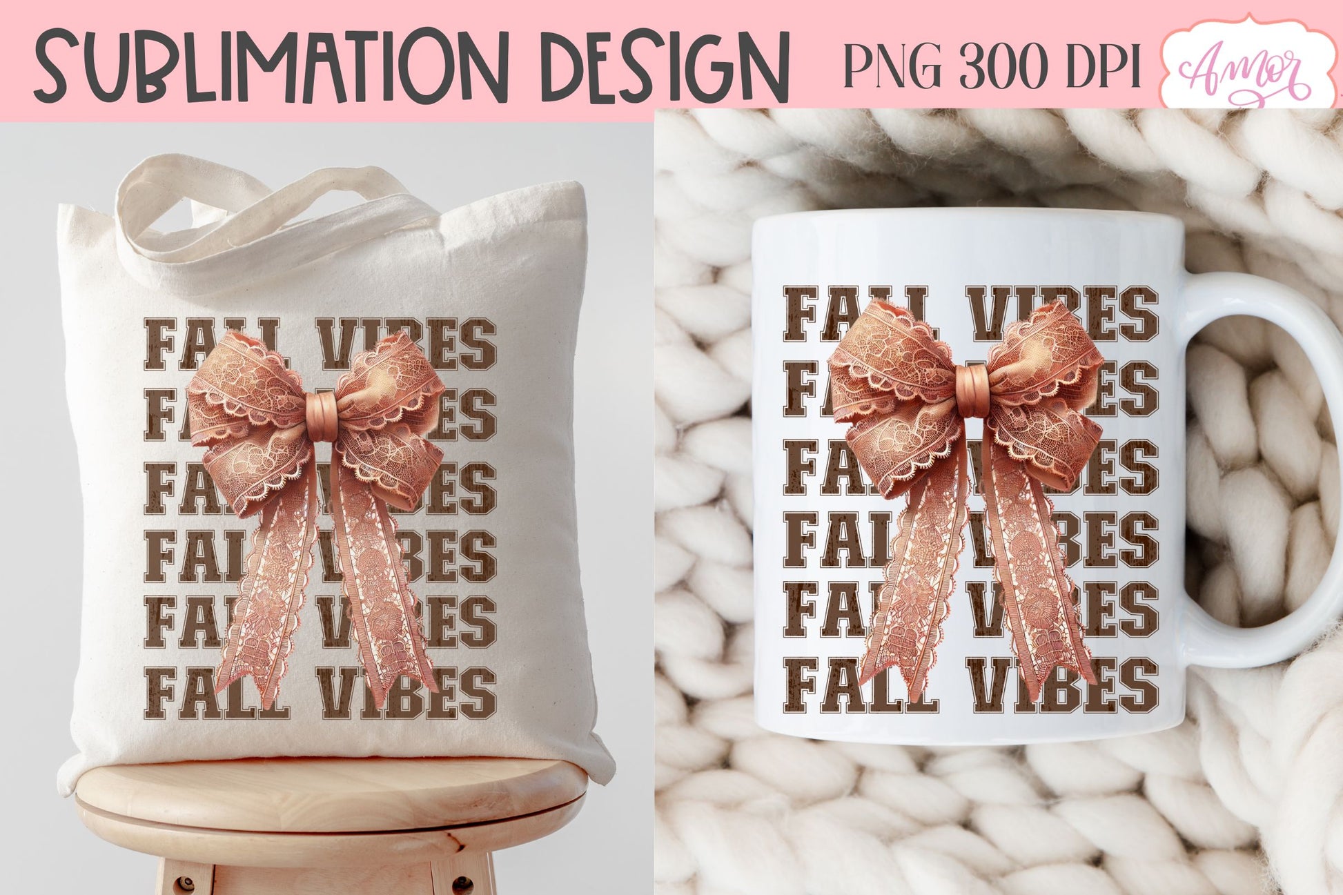 Fall vibes sublimation PNG | Coquette bow PNG design