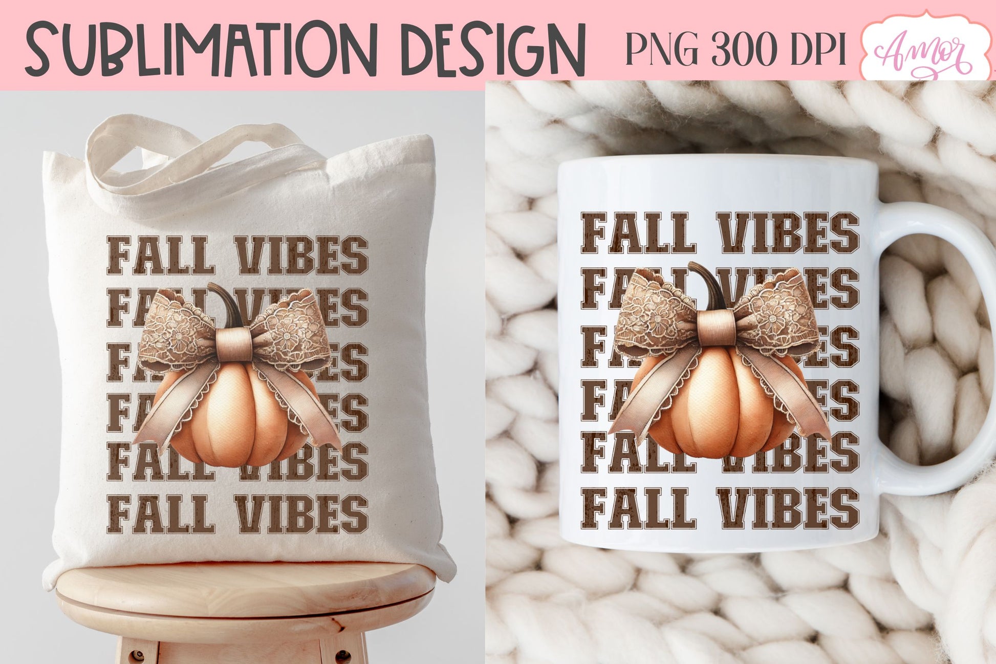 Fall vibes sublimation PNG | Coquette bow PNG design