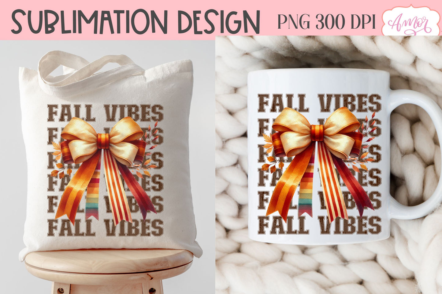 Fall vibes sublimation PNG | Coquette bow PNG design