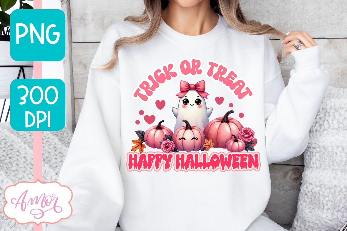 Trick or treat sublimation PNG | Pink Halloween PNG design