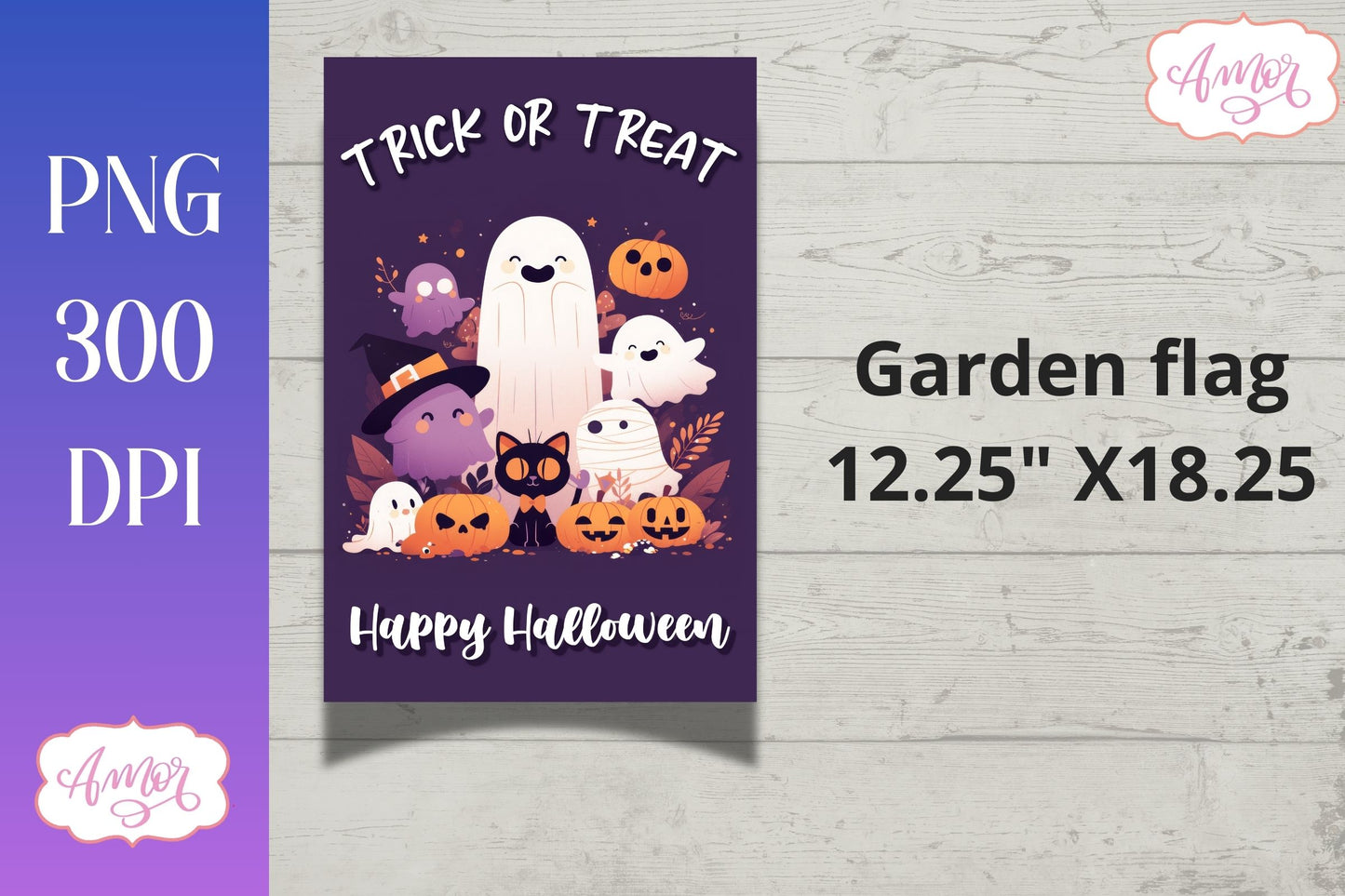 Trick or treat garden flag sublimation PNG | Halloween flag