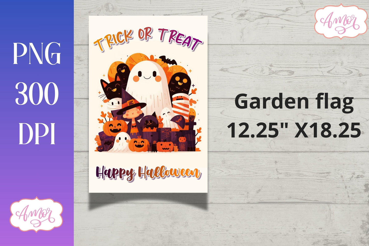 Trick or treat garden flag sublimation PNG | Halloween flag