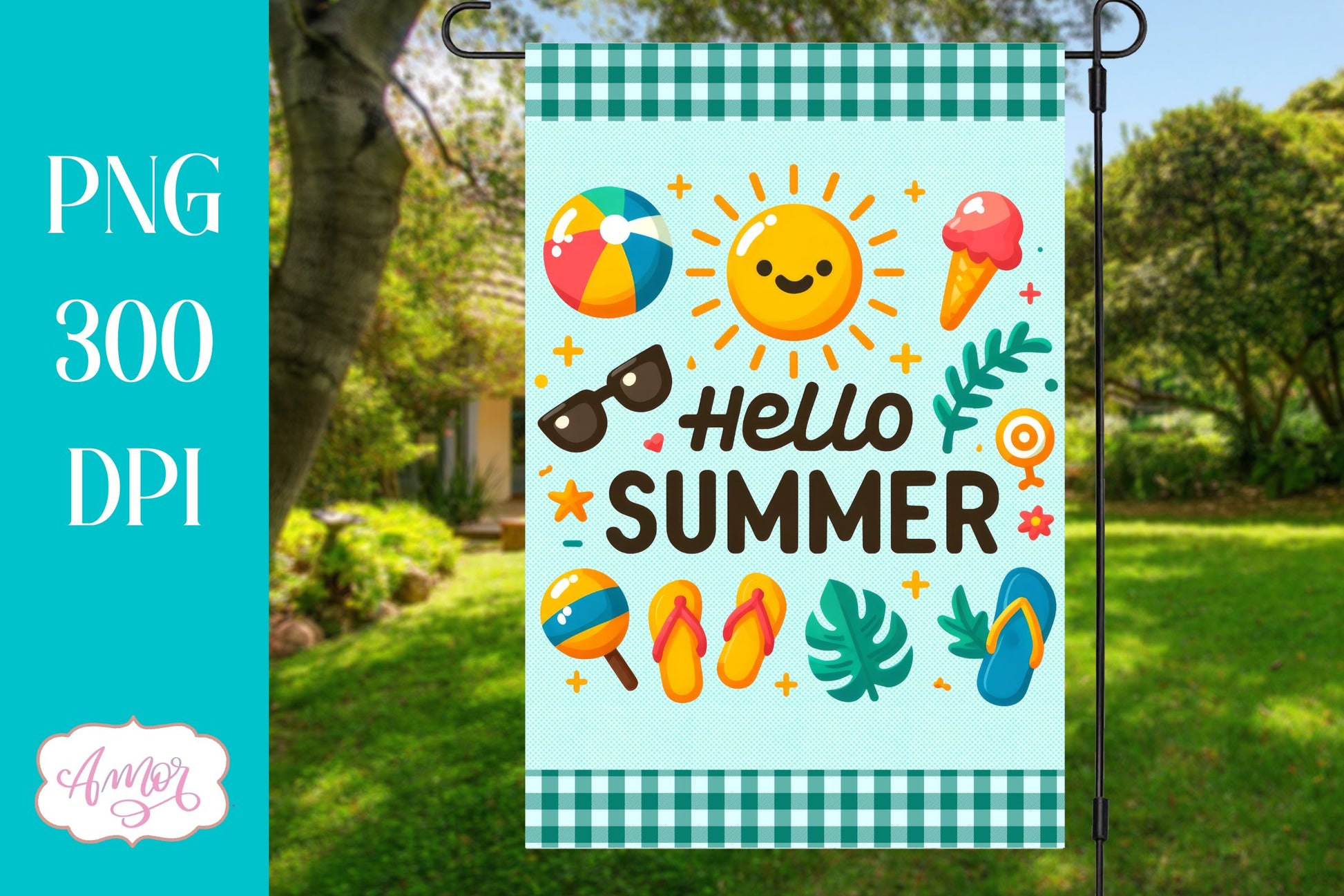 BUNDLE Summer Garden Flag Sublimation Designs PNG