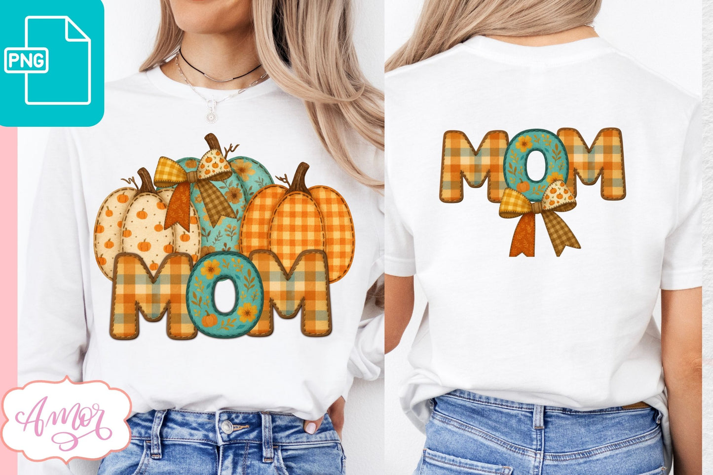 BUNDLE Fall Mama sublimation PNG, Fall shirt front and back